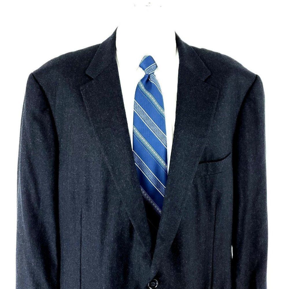 Samuelsohn Sb Austin Super 120s Flannel Tweed Wool 2 Button Sport Coat 48L Gray‎